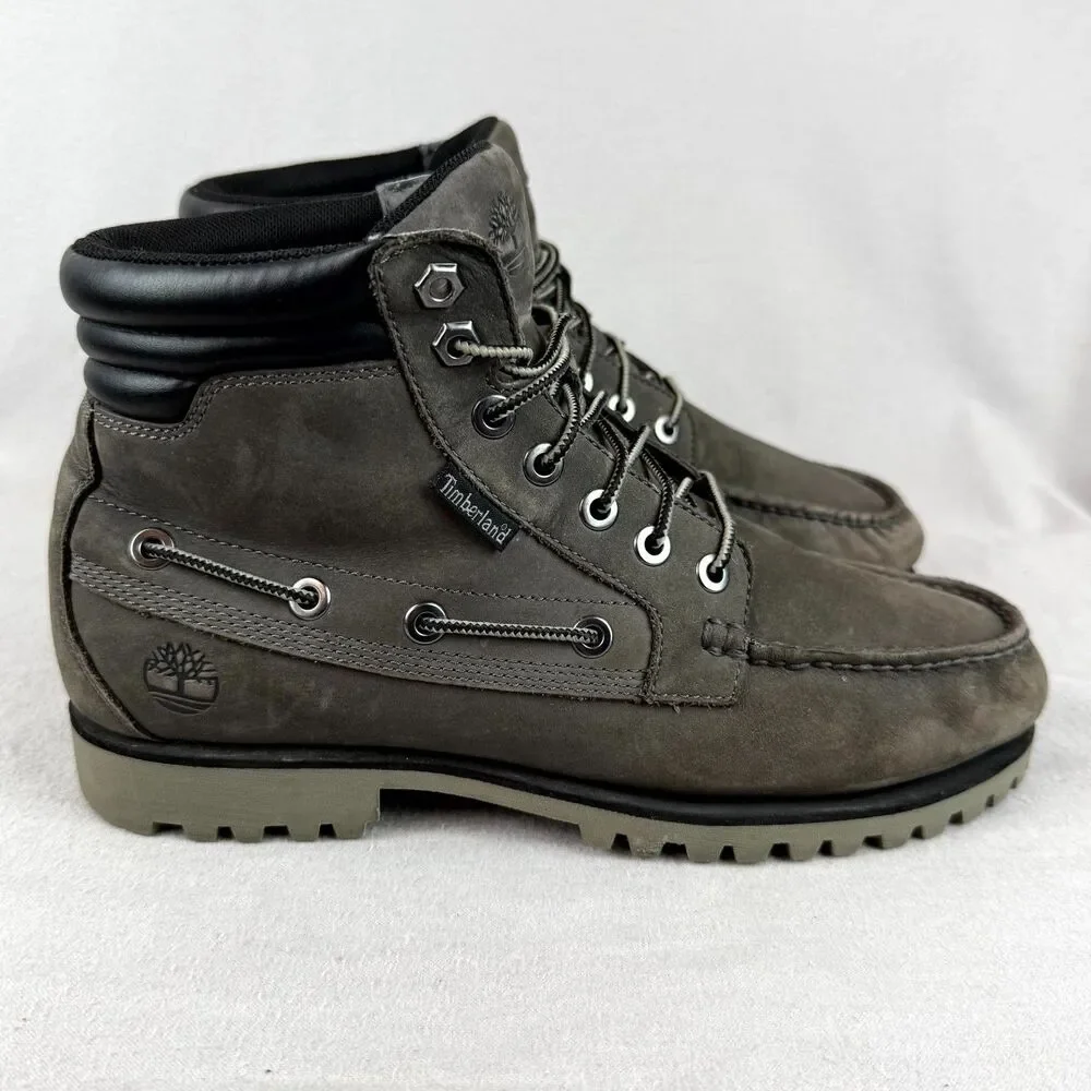 Timberland Boots Men 8.5 Earthkeepers Anti Fatigue Gray Leather Moc Toe Lace Up